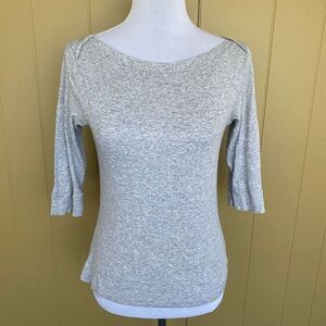 Old Navy women M 100% cotton 3/4 sleeve boatneck shirt grey